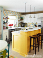 黄色厨房吧台效果图赏析—土拨鼠装饰设计门户