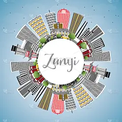 蓝色,留白,天空,建筑外部,遵义,灰色,人,轮廓,黄色,白色