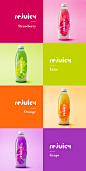 Rejuicy : fresh organic fruit juice : Rejuicy is raw, organic and cold-pressed fruit juice company, which recently decides to rebrand its package design in modern and trendy style. It has to reflect that all the ingredients are really fresh and organic, a