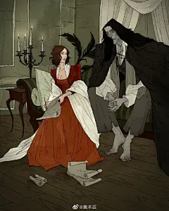 故事情景丰富的黑暗画风
,
人物插画，漫画艺术家
,
Abigail Larson ​​​ ​​​​