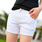 2014夏季新款韩版显瘦白色弹力休闲短裤女裤子夏大码热裤牛仔裤