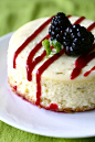 Lime cheesecake with blackberry sauce 