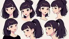 AI现代时尚女生头像插画素材 人物表情设计绘画参考 临摹素材-淘宝网