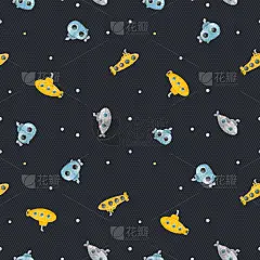 潜水艇,水下,水彩画,式样,华丽的,纺织品,壁纸,现代,复古,绘制