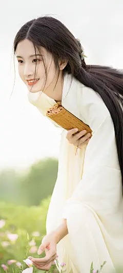 拿着竹简的古风美女唯美手机壁纸_彼岸手机壁纸