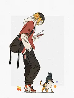 插画鉴赏NO.89｜清爽少年的爱猫日常 - 小红书