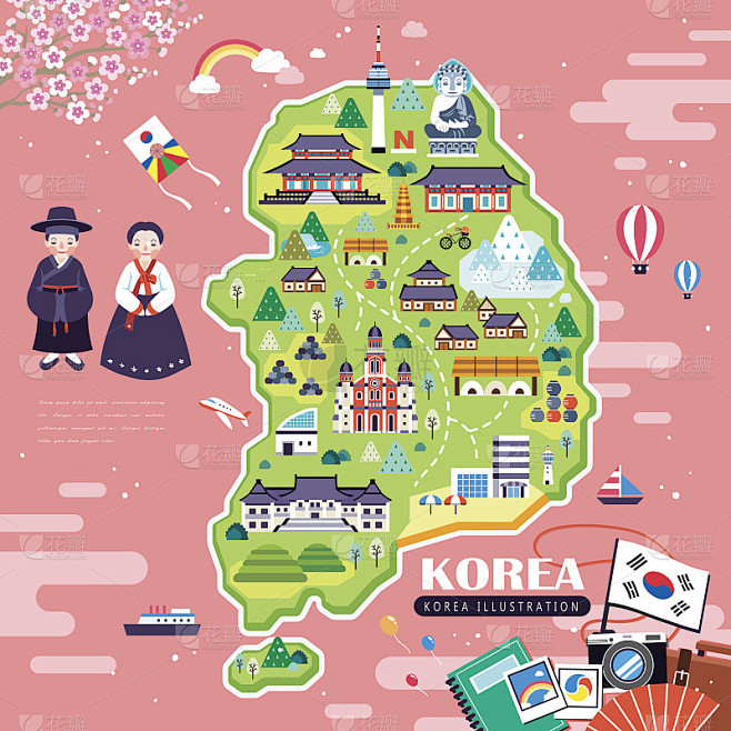 可爱的韩国旅游地图