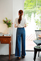 裤脚外开叉毛边阔腿牛仔裤 : Romantic & Trendy Looks, Styleonme
