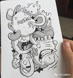 I&amp;B手绘丨速写本上的99个小怪兽，潮流又赋予黑童趣的涂鸦