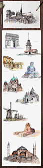 Watercolor Monument Paintings : Watercolor Monument / Landmarks Paintings Pack.GET IT FROM HEREhttps://creativemarket.com/emine/706809-Watercolor-Monument-Paintings