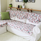 复古田园棉麻 花朵格子蝴蝶 薄款 双面 沙发垫 可定制 玫瑰谷系列