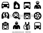stock photo : Set a black car icons.