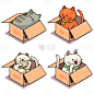 手绘搞怪的猫咪元素