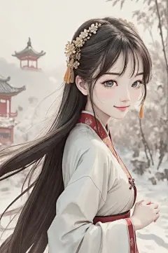 AI数字艺术古风水墨女生插画-众图网
