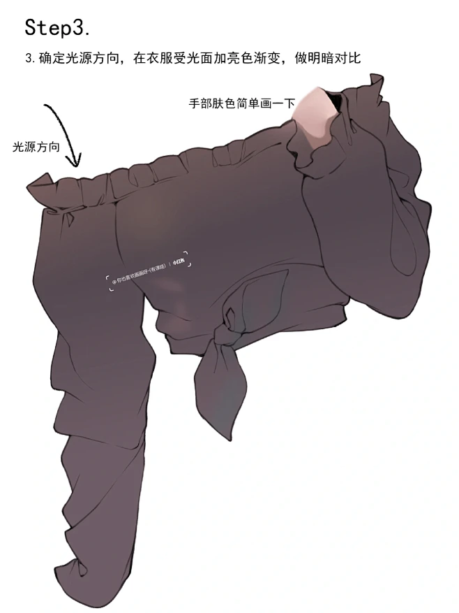 绘画教程‖半厚涂一字肩衣服画法～
