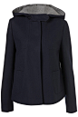 英国代购topshop2012秋冬新款短款连帽羊毛呢大衣外套1210