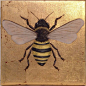 Gold leaf canvas with oil painting of bee: 