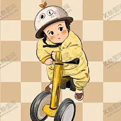 骑车小孩 【酷图网】手机壁纸,头像,手绘,线描,儿童
