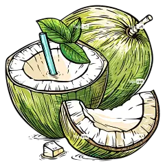 绿叶-半开椰子用水和稻草