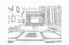 黑白线稿 漫画场景酒吧-商店-商场 (43)