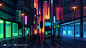 General 1920x1080 Romain Trystam digital art cityscape city lights colorful street street light