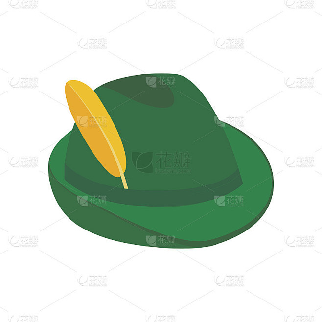 绿色帽子与羽毛等距3d图标