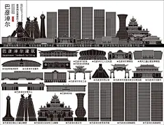 巴彦淖尔地标建筑ai矢量素材线稿
