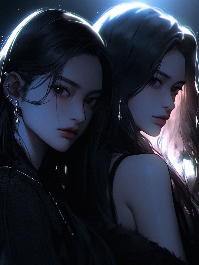 现代双女主 | Ai绘画 @叙叙叙叙白