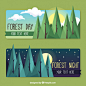 Forest day and night banners in flat design Free Vector