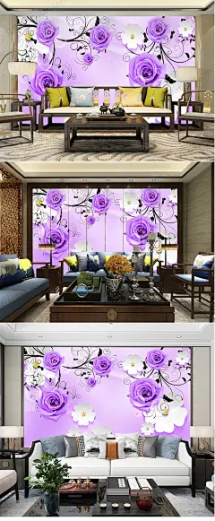 紫色玫瑰花花卉背景墙-众图网