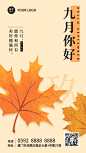 通用9月你好祝福简约文艺祝福手机海报