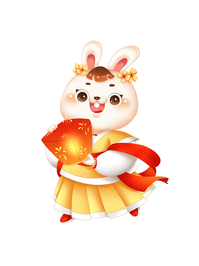 中秋节吉祥兔子月亮祥云卡通形象卯兔年生肖