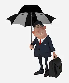 一个打伞的人高清素材 上班族 公文包 卡通手绘 西装革履 雨伞 领带 元素 免抠png 设计图片 免费下载 页面网页 平面电商 创意素材