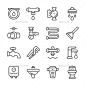 设置行管道——人造物体对象的图标Set Line Icons of Plumbing - Man-made objects Objects浴室、卫生间、锅炉、连接、消耗下降,设备,水龙头,过滤、加热、家里,房子,图标,线,轮廓,管、管道工、管道、泵、服务,集,淋浴,符号,系统,马桶,工具,管,脸盆,水,扳手 bath, bathroom, boiler, connection, drain, drop, equipment, faucet, filter, heating, home, house, ic