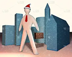 绘画插图,男商人,红色,三维图形,公文包,领带,商务,经理,新年前夕,城市