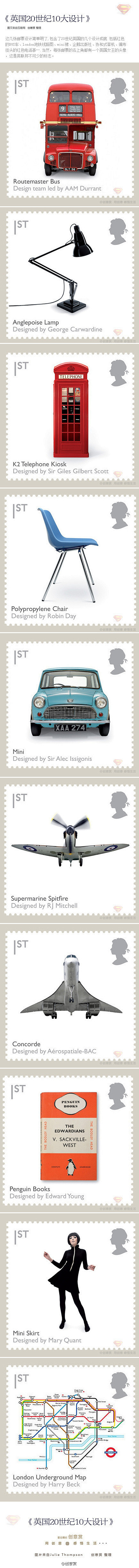 【英国20世纪10大设计】这几张邮票设计...