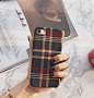 iphone7手机壳情侣全包格子绒布苹果6plus简约创意保护套英伦风软-淘宝网