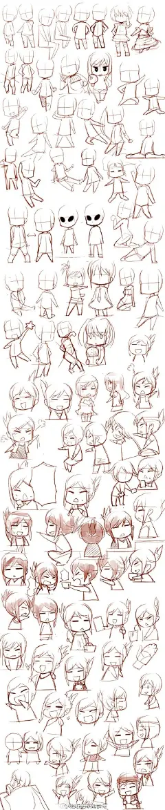 绘画素材分享----Q版人物的画法。

#手帐插画手绘素材##简笔画# ​​​​