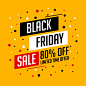 Yellow black friday sale banner with offer details Free Vector