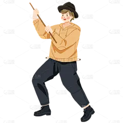 扁平-钓鱼人物常规贴纸