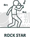 直的,线图标,概念,通俗音乐人,分离着色,乐队,文字,金属,复古