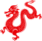古典中国风红色龙纹龙龙金色龙凤凰剪纸 PNG免抠图案PS素材 (20)