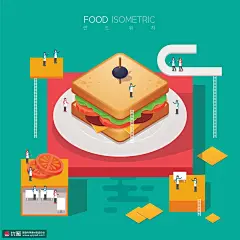 三明治加工销售窗口2.5D等距美食插画食品插画素材下载-优图网-UPPSD