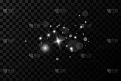 Set of golden glowing lights effects isolated on t