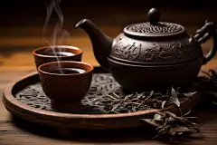 泡茶品茶茶文化茶杯新鲜茶盘茶壶图片摄影图