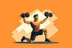 运动健康健身扁平风插画