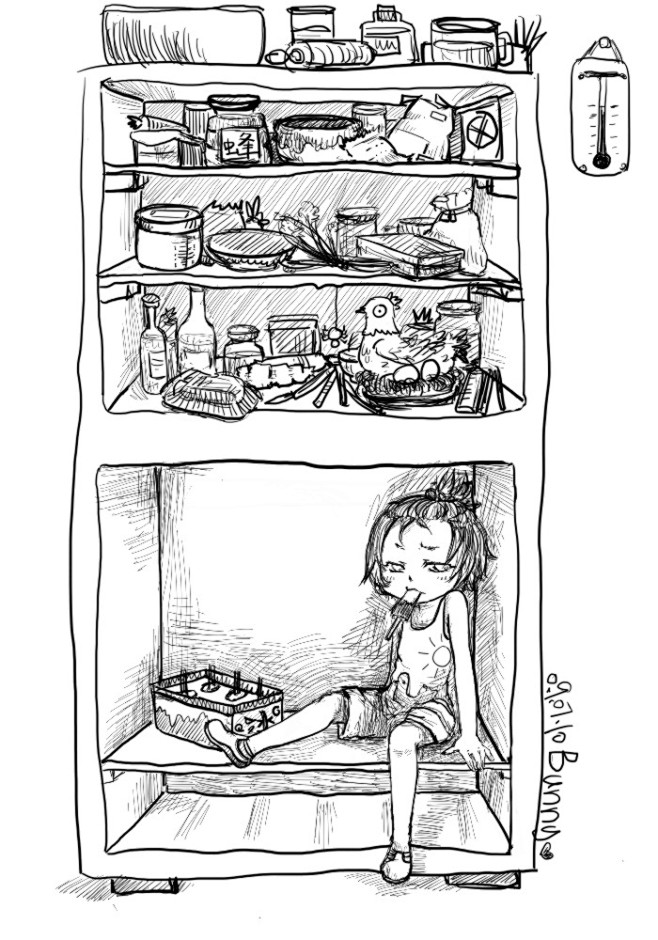 扶桑  的插画 没有门的冰箱