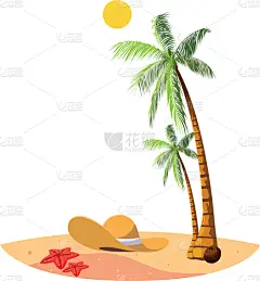 夏天,海滩,景象,草帽,棕榈树,旅行者,地形,户外,季节,放松