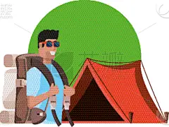 男人,帐篷,旅途,行李,背包客,手提箱,旅行,露营,包,休闲
