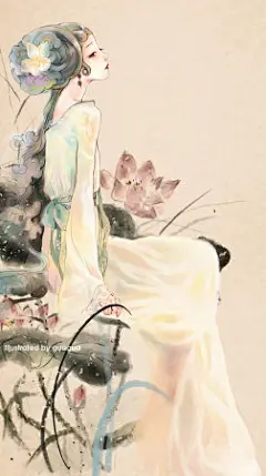 收藏的一幅林黛玉手绘插画 韵味十足 【by guagua  】